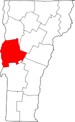 Карта Вермонт выделяет округ Аддисон 