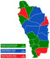 1990 Dominican general election: winning party by constituency.