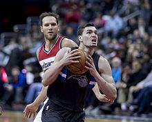 Bojan Bogdanovic (left) of the Washington Wizards and Mario Hezonja (right) of the Orlando Magic during a 2017 game Mario Hezonja, Bojan Bogdanovic (33236676916).jpg