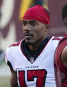 Hall with the Atlanta Falcons in 2018. Marvin Hall (45723404661) (cropped).jpg