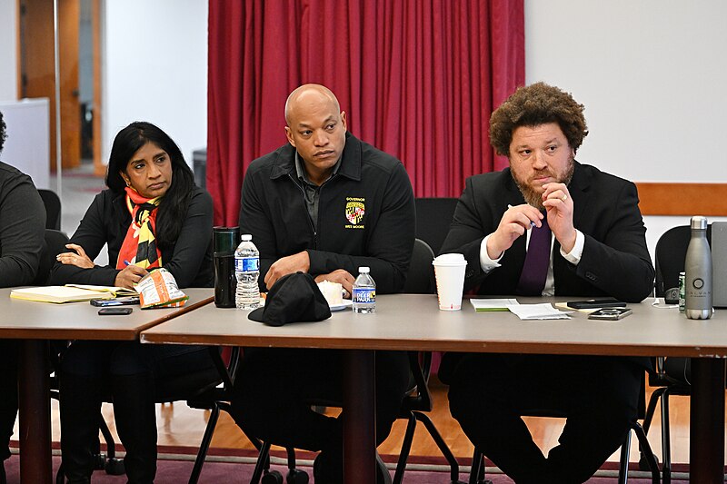 File:Maryland Governor Wes Moore, and Lt. Governor Aruna Miller chair an Executive Team Meeting On 17 March 2024 - 1.jpg