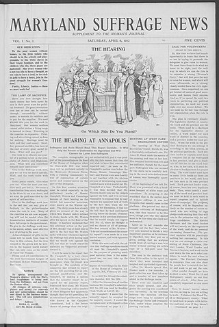 <i>Maryland Suffrage News</i> Defunct weekly newspaper in Maryland, US