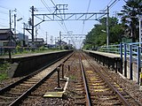 駅集中管理システム導入前の上ゲ駅。ホームのみで駅舎はない（2006年）。