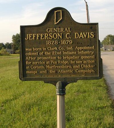 Marker denoting Davis' birth near Memphis, Indiana