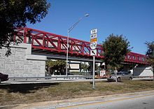 The MetroPath bridge over the entrance to the Snapper Creek Expressway opened in 2011. MetroPath Snapper Creek bridge.jpg