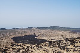 右下は1986年の噴火で三原山から流れた溶岩（2008年）