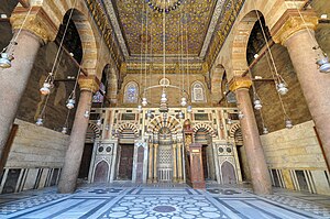 Prayer hall of the Madrasa-Mosque of Sultan Barquq (built between 1384 and 1386) in Cairo