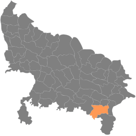 Mirzapurin piirin sijainti मीरज़ापुर ज़िला