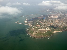 Vista aérea do porto de Mormugão