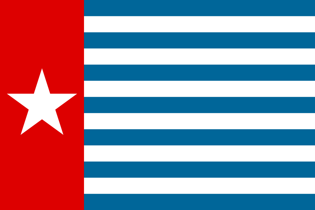 De vlag van West Papua, waaronder het gebied onafhankelijk had moeten worden