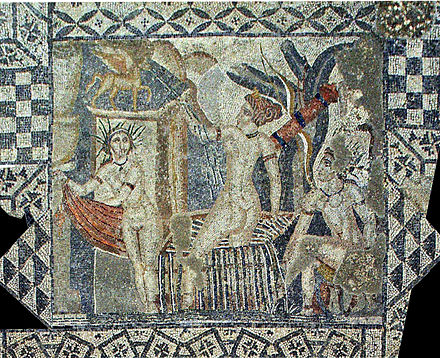 A Roman mosaic of Diana leaving her bath, in Volubilis