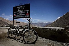 A scenic view in India at elevation 5,600 metres (18,400 ft). Mountain biking Ladahk, India 43037992 624b2b553f.jpg