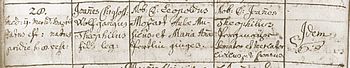 Entrada de bautismo de Mozart el 28 de enero de 1756