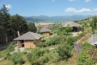 Promachon-Topolnic, Reconstruction of neolithic houses, Topolnica, Bulgaria Neolitic houses reconstruction 01.JPG