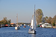 Sailing on the river Zijp, one of the connecting waterways