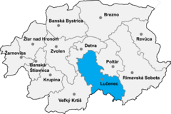 Округ Лученец на мапі Банськобистрицького краю