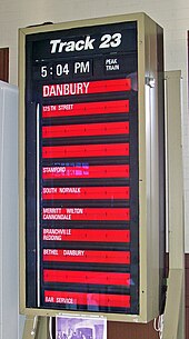 Former Solari display for the branch used at Grand Central Terminal; now at the Danbury Railway Museum. Old Danbury Branch Solari.jpg