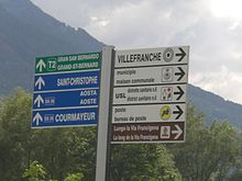 Zweisprachige Verkehrsbeschilderung, Villefranche de Quart