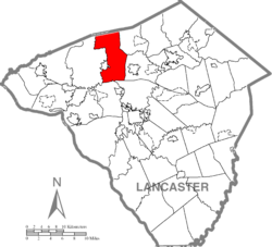 Penn Township'i vurgulayan Lancaster County Haritası