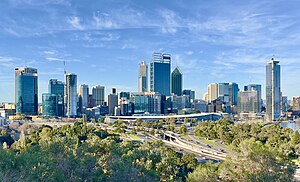 Perth CBD skyline from State War Memorial Lookout, 2023, 04.jpg