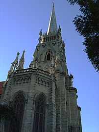 Petrópolis Cathedral façade with bell tower