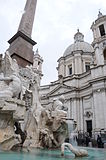 Fontana dei Quattro Fiumi in front of Sant'Agnese in Agone, Piazza Navona, Rome, Italy.