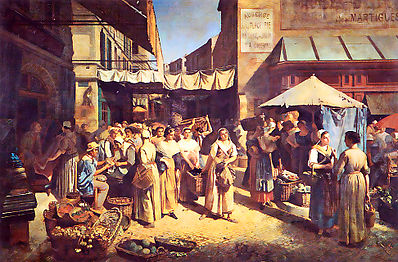 Marché de la place Pie en 1868, Pierre Grivolas.