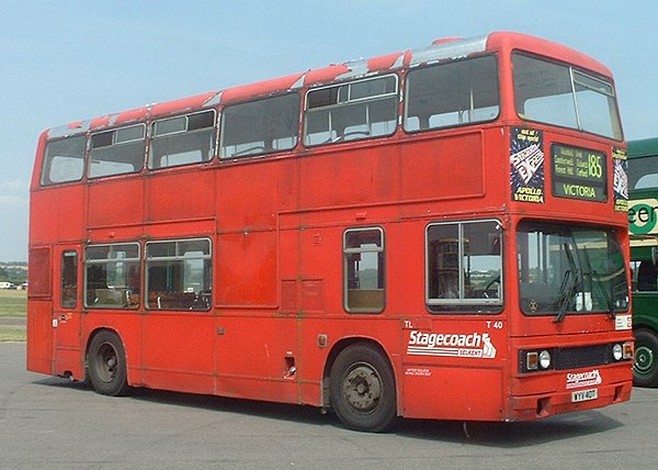 Leyland Titan in North Weald, June 2003, in Stagecoach Selkent all-red livery