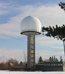 CWMN tower and radome Radar dome.jpg