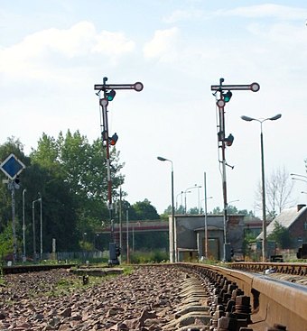Mechanical semaphore signals at Kościerzyna in Poland