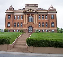 The Red Lake County Courthouse in Red Lake Falls, Minnesota designed from F. D. Orff and built in 1911. Red Lake County Courthouse.jpg