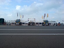 Semi-trailer trucks with extended tents, representing Renault at Silverstone Renault Sport articulated lorrys with extended tents @ Silverstone for Renault World Series.JPG