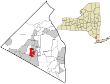 Rockland County New York sisälsi ja rekisteröimättömät alueet Monsey highlighted.svg