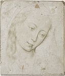 Rogier van der Weyden, Head of the Virgin, silverpoint on white prepared paper, Circa 1455-1464, Louvre, Paris. Friedrich Winkler and others think this was by van der Weyden himself, an attribution widely accepted today.※ At the bottom there is an inscription mistakingly attributing it to Albrecht Dürer.