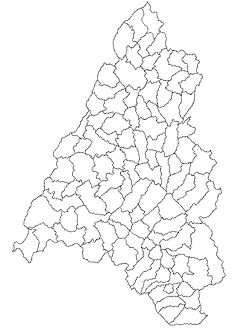 Mapa konturowa okręgu Bihor, u góry po prawej znajduje się punkt z opisem „Huta”