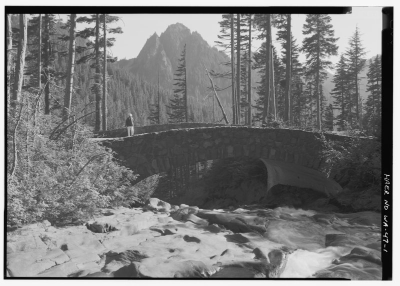 File:SOUTHWEST ELEVATION FACING EAST - Paradise River First Crossing Bridge, Spanning Paradise River at Narada Falls on Service Road, Longmire, Pierce County, WA HAER WASH,27-LONG.V,18-1.tif