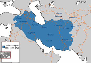 The Safavid Empire (1501-1736) at its greatest extent Safavid Empire 1501 1722 AD.png