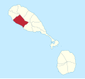 English: Location of en:Saint Thomas Middle Island Parish in Saint Kitts and Nevis