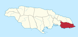 聖托馬斯區在牙買加的位置
