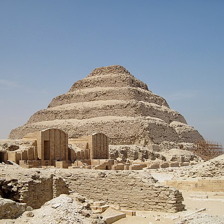 The Pyramid of Djoser, Saqqara, Egypt, 2667–2648 BC, by Imhotep[16]