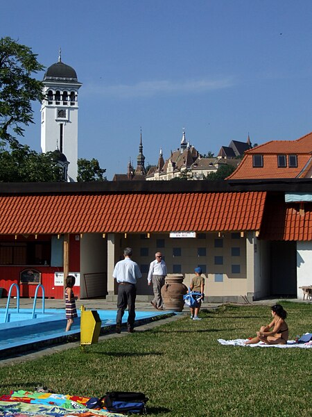 File:Sighişoara - swimming pool and old city.jpg