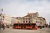 Tram passing in front of the Silesian Theatre in central Katowice.