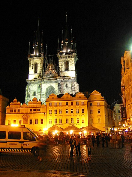 Police van on Prague's Old town square