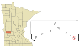 Swift County Minnesota Incorporated and Unincorporated areas Kerkhoven Highlighted.svg