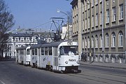 Twee Tatra T4SU trams; 1996.