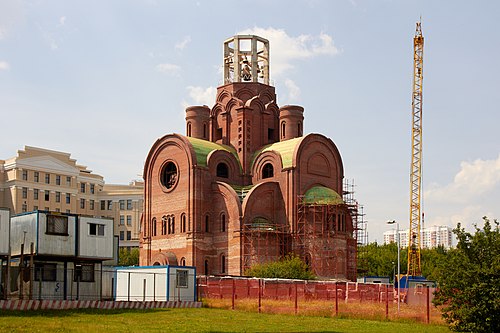 Русский: Строительство храма Иверской иконы Божией Матери в Очаково-Матвеевском English: Construction of Church of the Iberian Icon of the Mother of God in Ochakovo-Matveyevskoye