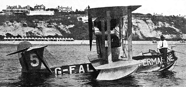 The Supermarine Sea Lion I moored at the start of the 1919 Schneider Trophy race. The 25-year-old Mitchell is likely to have played a role in the deve