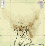 Peta yang menunjukkan migrasi Daza clans untuk Tibesti dari Kanem