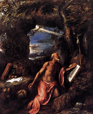 <i>Saint Jerome in Penitence</i> (Titian, 1575) C. 1575 painting by Titian