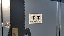 Toilet sign for "unisex ambulant toilet" (accessible toilet) at a park in Brisbane, Australia Toilet sign for unisex ambulant toilet.jpg